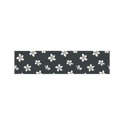 Monochrome Plumeria Pattern Print Bed Runner