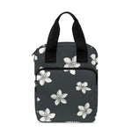 Monochrome Plumeria Pattern Print Bible Tote Bag