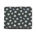 Monochrome Plumeria Pattern Print Bifold Wallet
