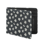 Monochrome Plumeria Pattern Print Bifold Wallet