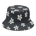 Monochrome Plumeria Pattern Print Bucket Hat