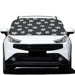 Monochrome Plumeria Pattern Print Car Windshield Snow Cover