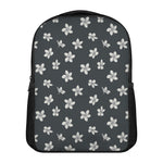 Monochrome Plumeria Pattern Print Casual Backpack