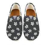Monochrome Plumeria Pattern Print Casual Shoes