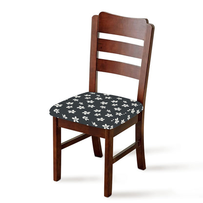 Monochrome Plumeria Pattern Print Chair Cushion Cover