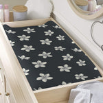 Monochrome Plumeria Pattern Print Changing Pad Cover