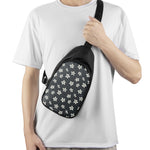 Monochrome Plumeria Pattern Print Chest Bag
