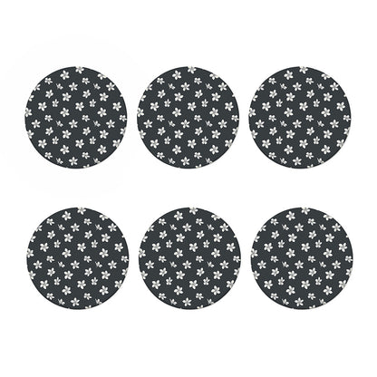 Monochrome Plumeria Pattern Print Coaster Set