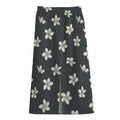 Monochrome Plumeria Pattern Print Cotton Front Slit Maxi Skirt