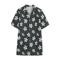 Monochrome Plumeria Pattern Print Cotton Hawaiian Shirt