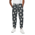 Monochrome Plumeria Pattern Print Cotton Sweatpants