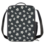 Monochrome Plumeria Pattern Print Crossbody Lunch Bag