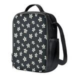 Monochrome Plumeria Pattern Print Crossbody Lunch Bag