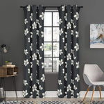 Monochrome Plumeria Pattern Print Curtain