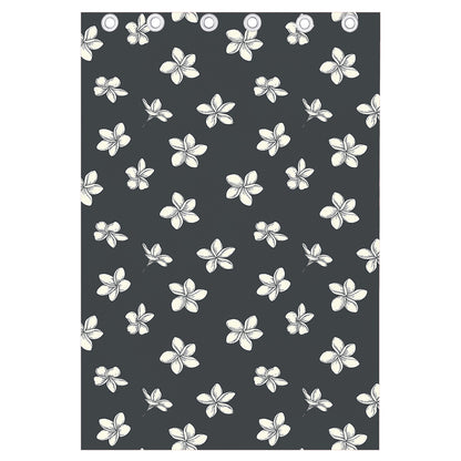 Monochrome Plumeria Pattern Print Curtain