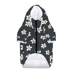 Monochrome Plumeria Pattern Print Dog Zip Up Hoodie