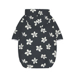 Monochrome Plumeria Pattern Print Dog Zip Up Hoodie