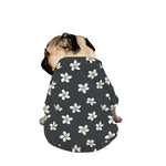 Monochrome Plumeria Pattern Print Dog Zip Up Jacket
