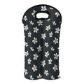 Monochrome Plumeria Pattern Print Double Neoprene Wine Tote