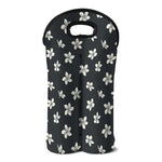 Monochrome Plumeria Pattern Print Double Neoprene Wine Tote