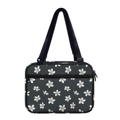 Monochrome Plumeria Pattern Print Double Strap Bible Bag