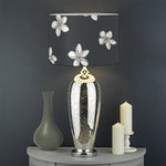 Monochrome Plumeria Pattern Print Drum Lamp Shade