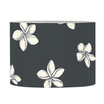 Monochrome Plumeria Pattern Print Drum Lamp Shade