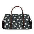 Monochrome Plumeria Pattern Print Duffel Bag