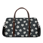Monochrome Plumeria Pattern Print Duffle Bag