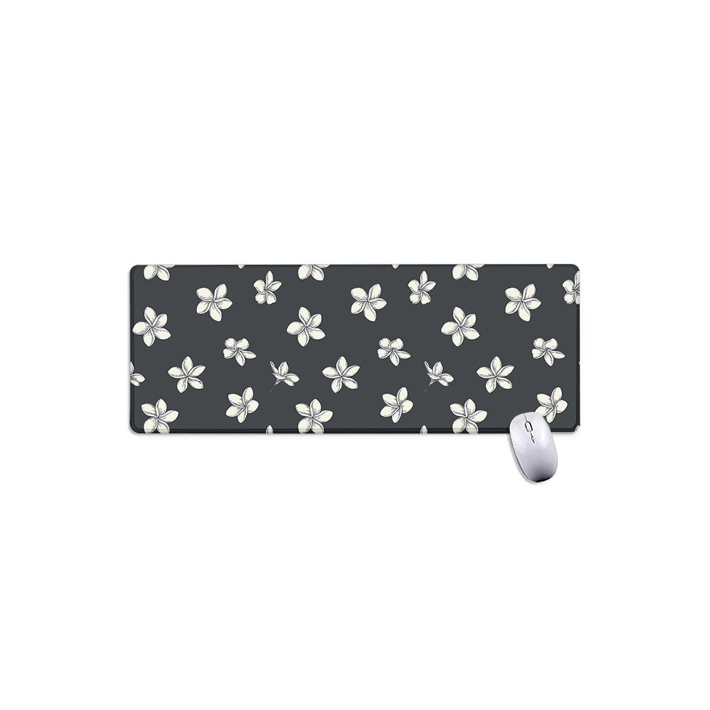 Monochrome Plumeria Pattern Print Extended Mouse Pad