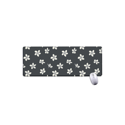 Monochrome Plumeria Pattern Print Extended Mouse Pad