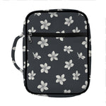 Monochrome Plumeria Pattern Print Front Pocket Bible Bag