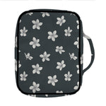 Monochrome Plumeria Pattern Print Front Pocket Bible Bag