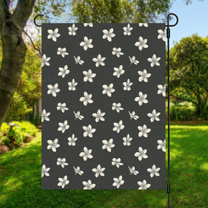 Monochrome Plumeria Pattern Print Garden Flag