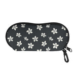 Monochrome Plumeria Pattern Print Glasses Case