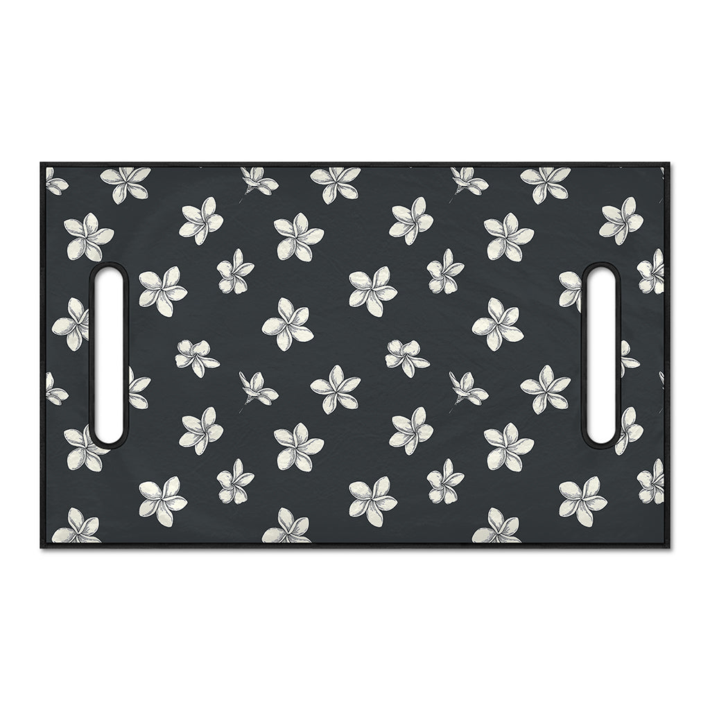 Monochrome Plumeria Pattern Print Golf Cart Seat Cover