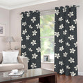 Monochrome Plumeria Pattern Print Grommet Curtains