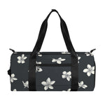 Monochrome Plumeria Pattern Print Gym Bag