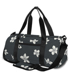 Monochrome Plumeria Pattern Print Gym Bag