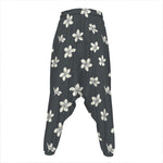 Monochrome Plumeria Pattern Print Hammer Pants