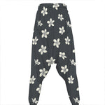 Monochrome Plumeria Pattern Print Hammer Pants