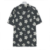 Monochrome Plumeria Pattern Print Hawaiian Shirt