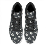 Monochrome Plumeria Pattern Print High Top Leather Sneakers