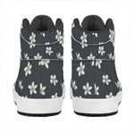 Monochrome Plumeria Pattern Print High Top Leather Sneakers