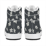 Monochrome Plumeria Pattern Print High Top Leather Sneakers