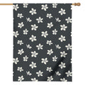 Monochrome Plumeria Pattern Print House Flag