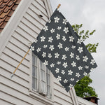 Monochrome Plumeria Pattern Print House Flag