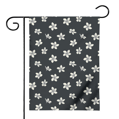 Monochrome Plumeria Pattern Print House Flag