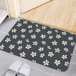 Monochrome Plumeria Pattern Print Indoor Door Mat