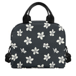 Monochrome Plumeria Pattern Print Insulated Lunch Bag